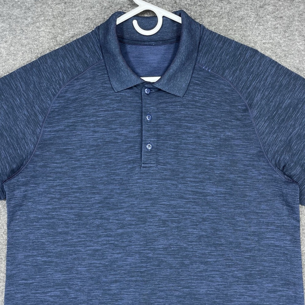 Lululemon Metal Vent Tech Polo Shirt Men's L Blue Solid Lightweight Golf